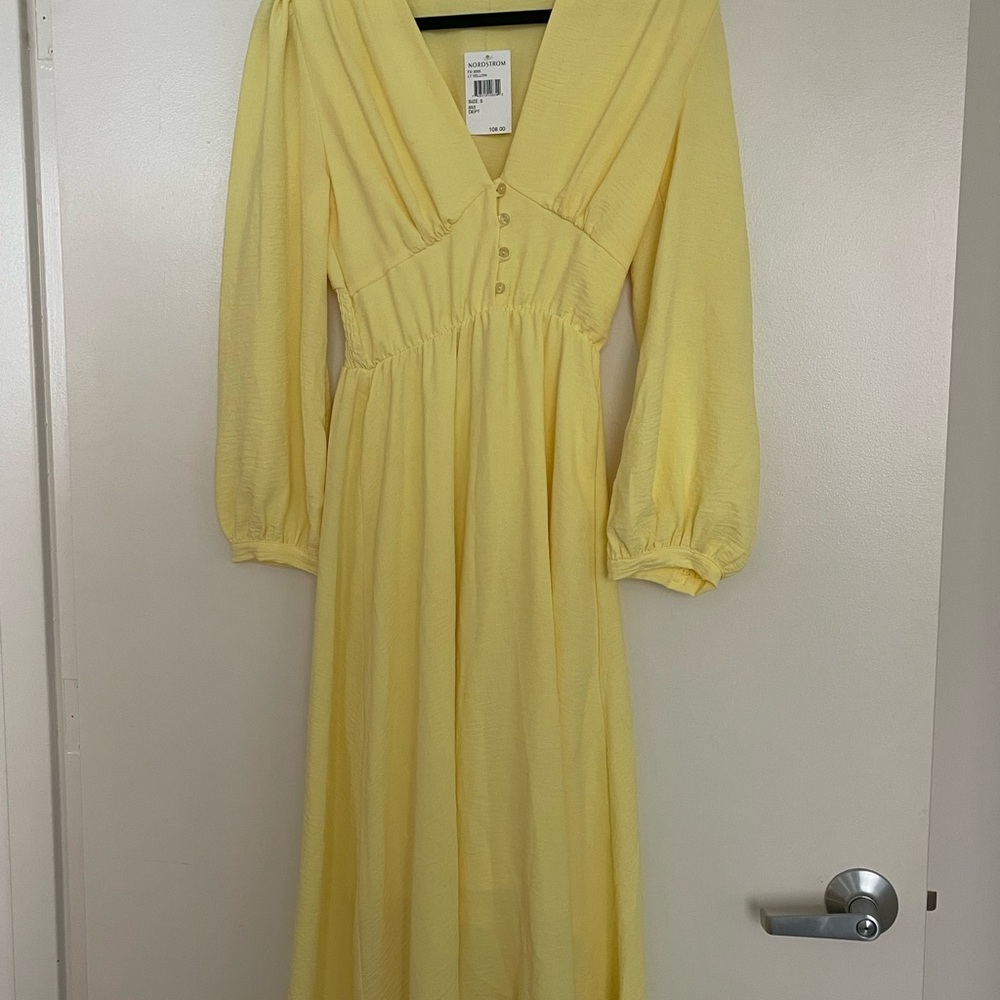 Yellow V-Neck Maxi Dress